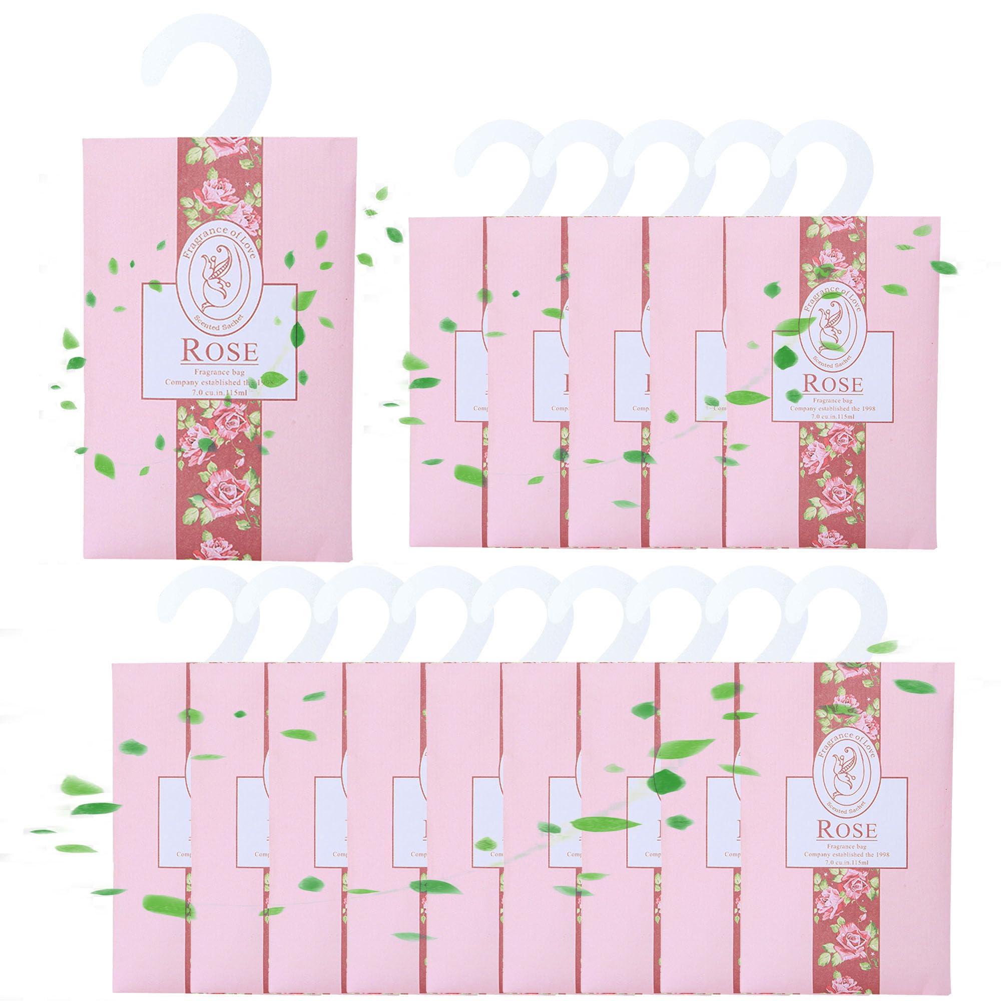 WDEC 15 * 20g Rose Sachets With Hanging Sachets For Wardrobe Closet Room Wardrobe Bathroom Cart, Aromatherapy Bag, Natural Mothproof Agent, Lasting Fragrance