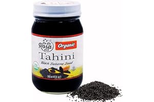 DE LA ROSA 613 De La Rosa Organic Black Sesame Tahini, Stone Ground, Toasted & Unbleached, Great Source of Protein and Calcium for Hummus & Salad Dressings, Vegan, Kosher & Gluten Free, Toasted Sesame Seeds, 16 Oz (Pack of 1)