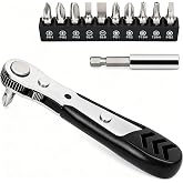 STREBITO Mini Ratchet Set 12-Piece 1/4 Right Angle Screwdriver Set | Small Ratcheting Wrench 90 Degree Offset High Torque Low Profile for Tight Spaces