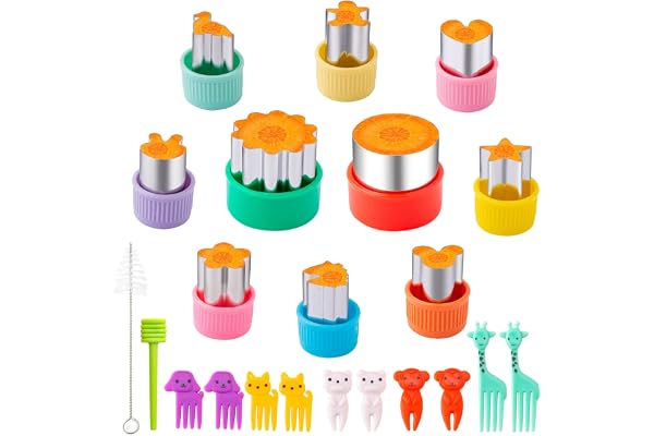 Fruit Cutters Shapes for Kids 22 Pcs, Mini Cookie Cutters Set, Vegetable Cutter with Food Picks | Mini Cookie Cutters Set, St