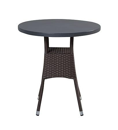 Wholesaler GmbH LC Garden Bistrotisch aus Poly Rattan Balkontisch Gartentisch 70cm rund braun