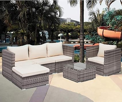 Amazon Com Mecor Wicker Patio Furniture Set 6 Piece Outdoor
