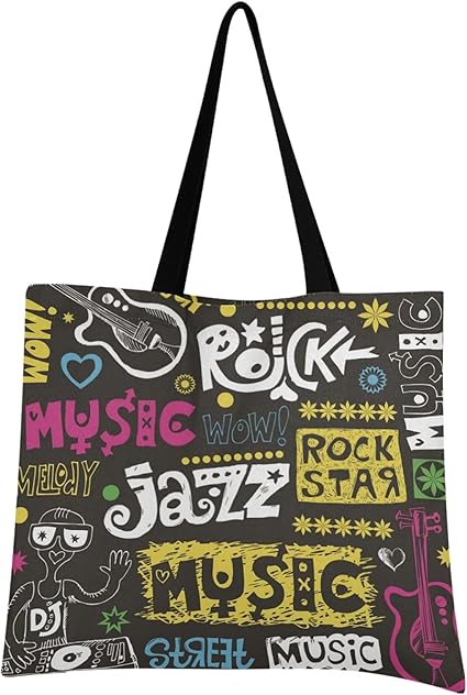 Jazz Rock Música Guitarra Bolsa Compra Reutilizables Plegables Bolsas