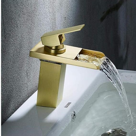 Grifo Monomando Baño de oro cepillado Mezclador de cascada Mezclador de