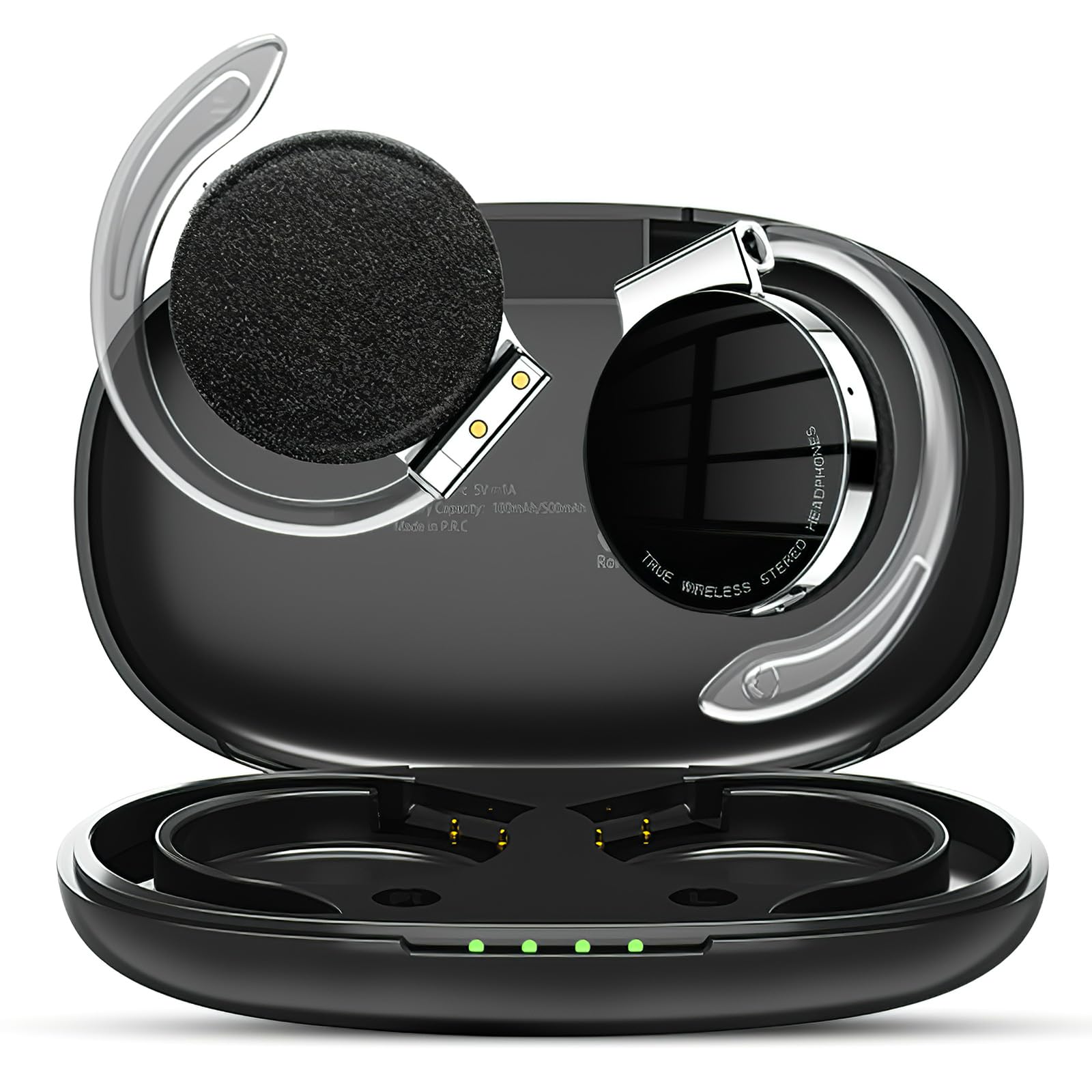 HuuppHip Open Ear Headphones V5.2, Headphones Wireless with Noise Cancelling Mic, Sports Headset with 4 Microphones, Waterproof Wireless Earphones for Night Running