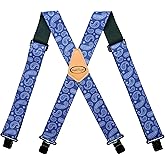 MELOTOUGH Men's Suspenders Fully Elastic 2 inch Wide X back Heavy Duty Work Suspenders