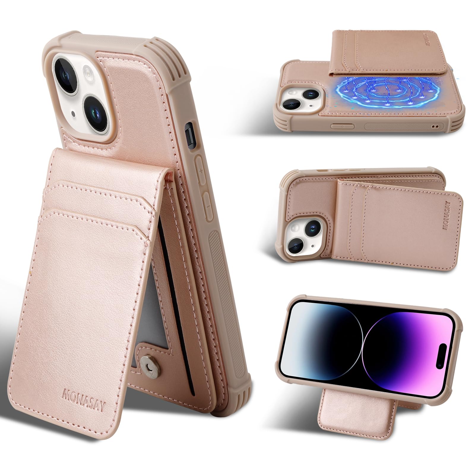 Photo 1 of MONASAY Magsafe Wallet Case Compatible for iPhone 15 6.1 inch