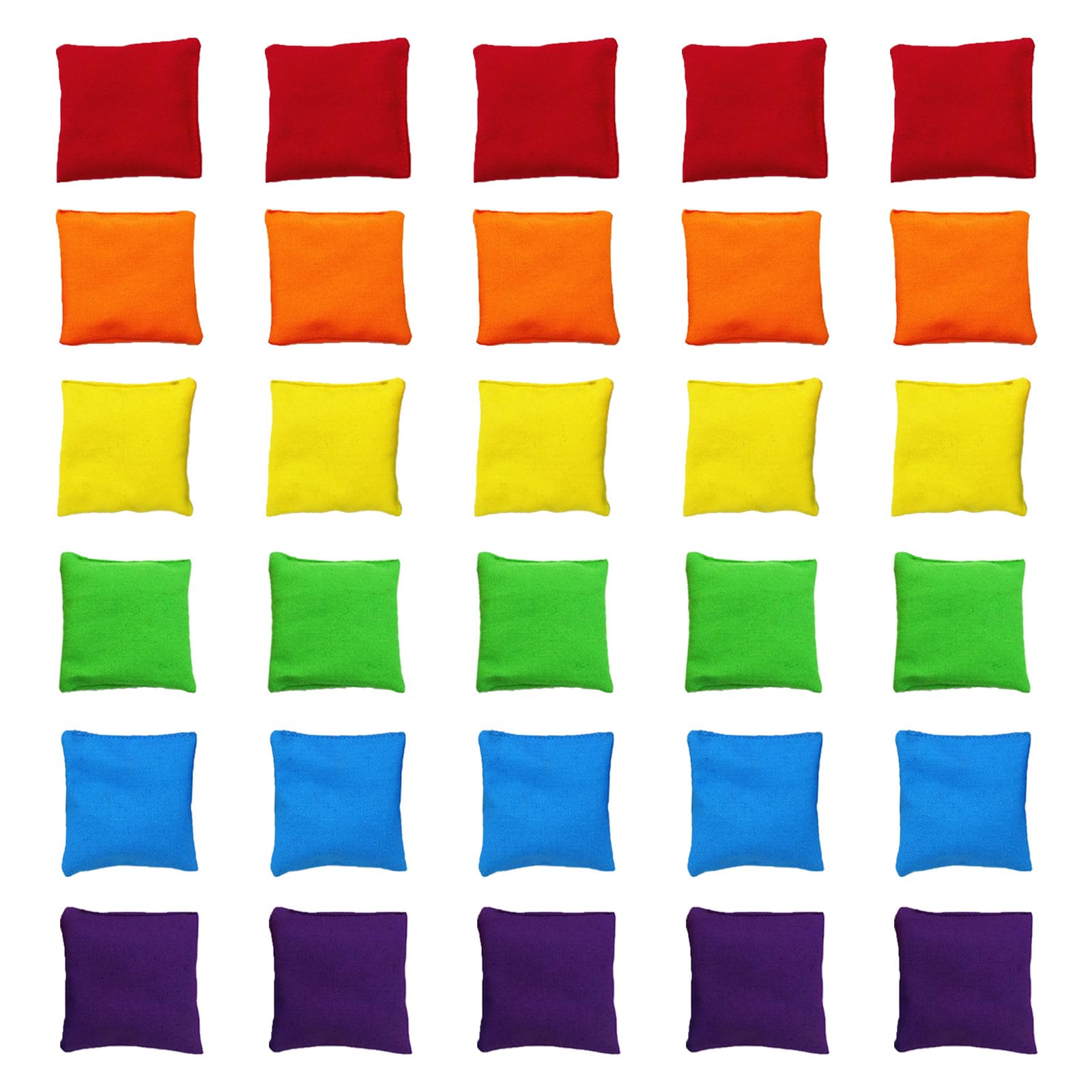 Bean Bags Kids Throwing, 30 pcs 5cm*5cm Small Bean Bag Toss for Hand Toss Cornhole Game Outdoor Family Party Activities(6 Colours)