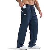 BROKIG Mens Wide Leg Sweatpants Zip Pockets,Loose Fit Tall Athletic Open Bottom Workout Sweat Pants Lounge Pants for Men(X-Large,Navy Blue)