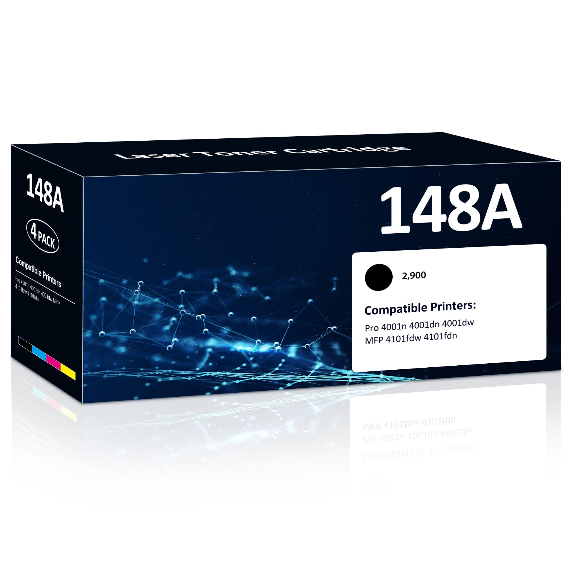 Photo 1 of 148A Toner Cartridges 2-Pack (with Chip) Compatible 148A 148X W1480A W1480X Toner Cartridges with HP Pro 4001dw 4001dn 4001n MFP 4101fdw 4101fdn Printer (Black, 2pack, 2X 2,900 Pages )