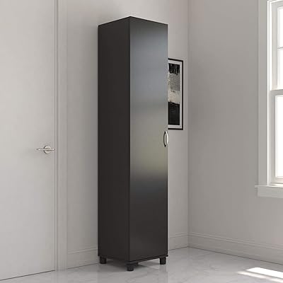 REALROOMS Basin 16" Storage Cabinet, Black Pantry Organizer