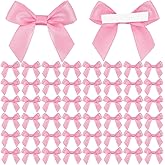 50 Pcs Premade Ribbon Bows Twist Tie Bows Baby Shower Bows Satin Ribbon Bows Self Adhesive Satin Bows for Gift Wrapping for Crafts Baby Shower Birthday Party Wedding Decorations