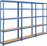 BiGDUG Heavy Duty 3 Bay Garage Shelving 5 Tier 200kg per Shelf 1000kg per Bay