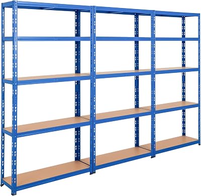 BiGDUG Heavy Duty 3 Bay Garage Shelving 5 Tier 200kg per Shelf 1000kg per Bay