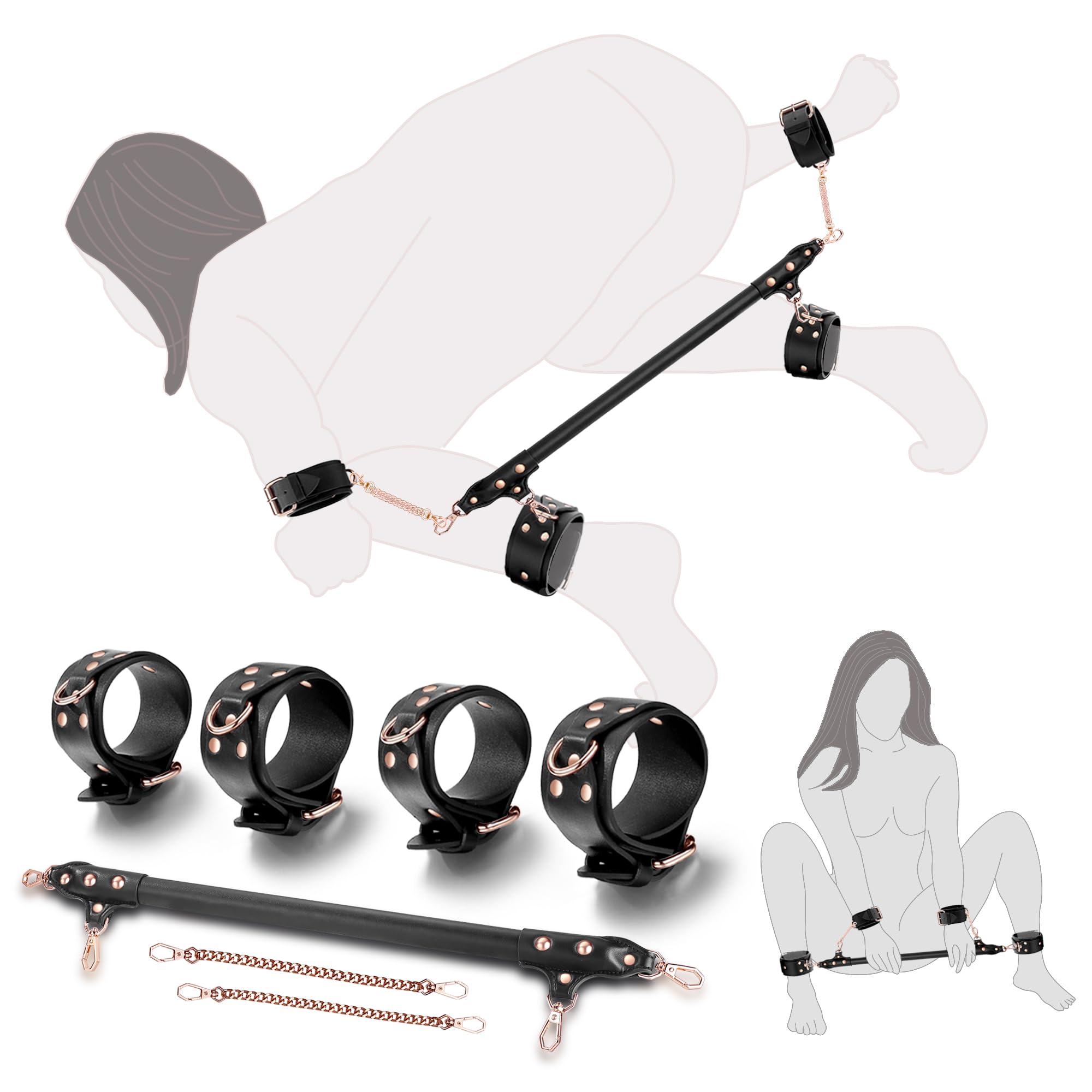 View 1 of *MISSING PARTS - See Clerk Notes*
BDSM Spreader Bar Adult Sex Toys with Handcuffs and Ankle Cuffs Bondage Kits Adjustable Handcuffs Restraints Set for Adult Couples Sex Toy