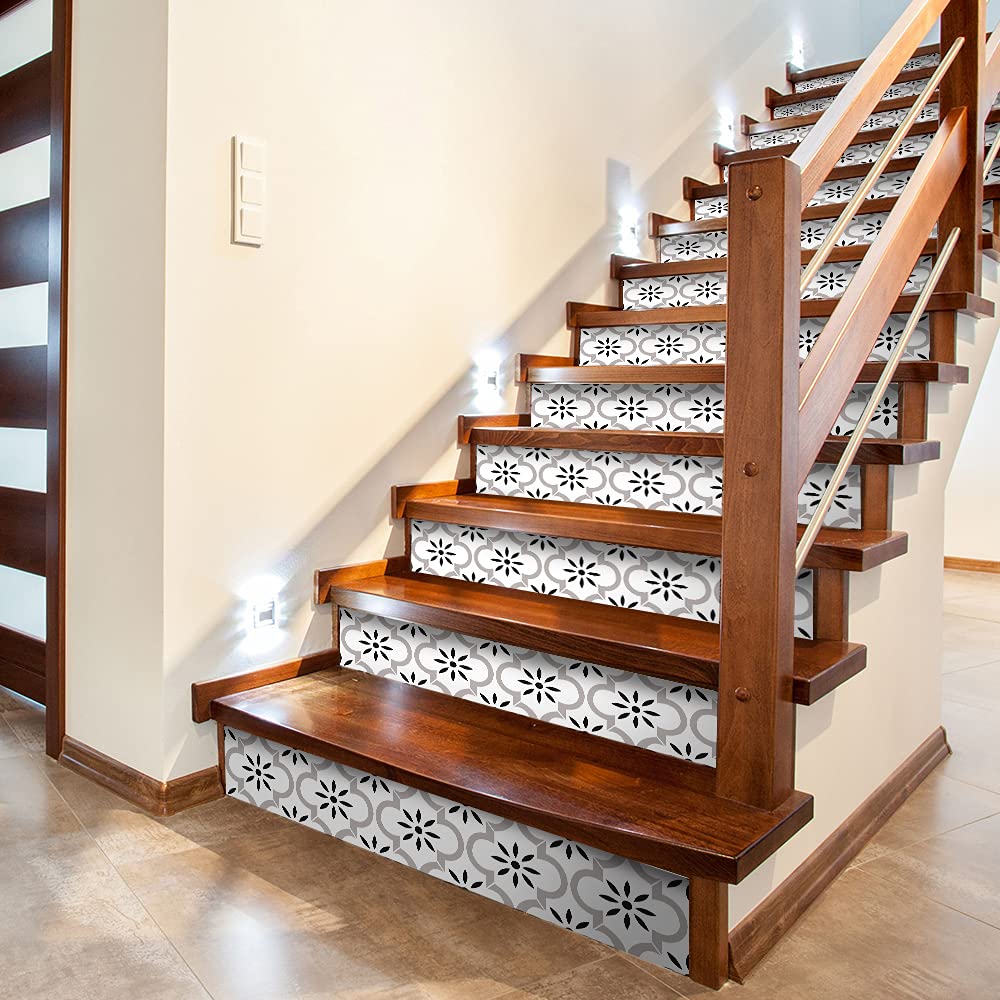 Photo 1 of funlife 14 Strips Peel and Stick Stair Risers Stickers, Self Adhesive Vinyl Stair Stickers Decals, Staircase Murals Decor for Steps, 39.37"X7.09", Lantern
