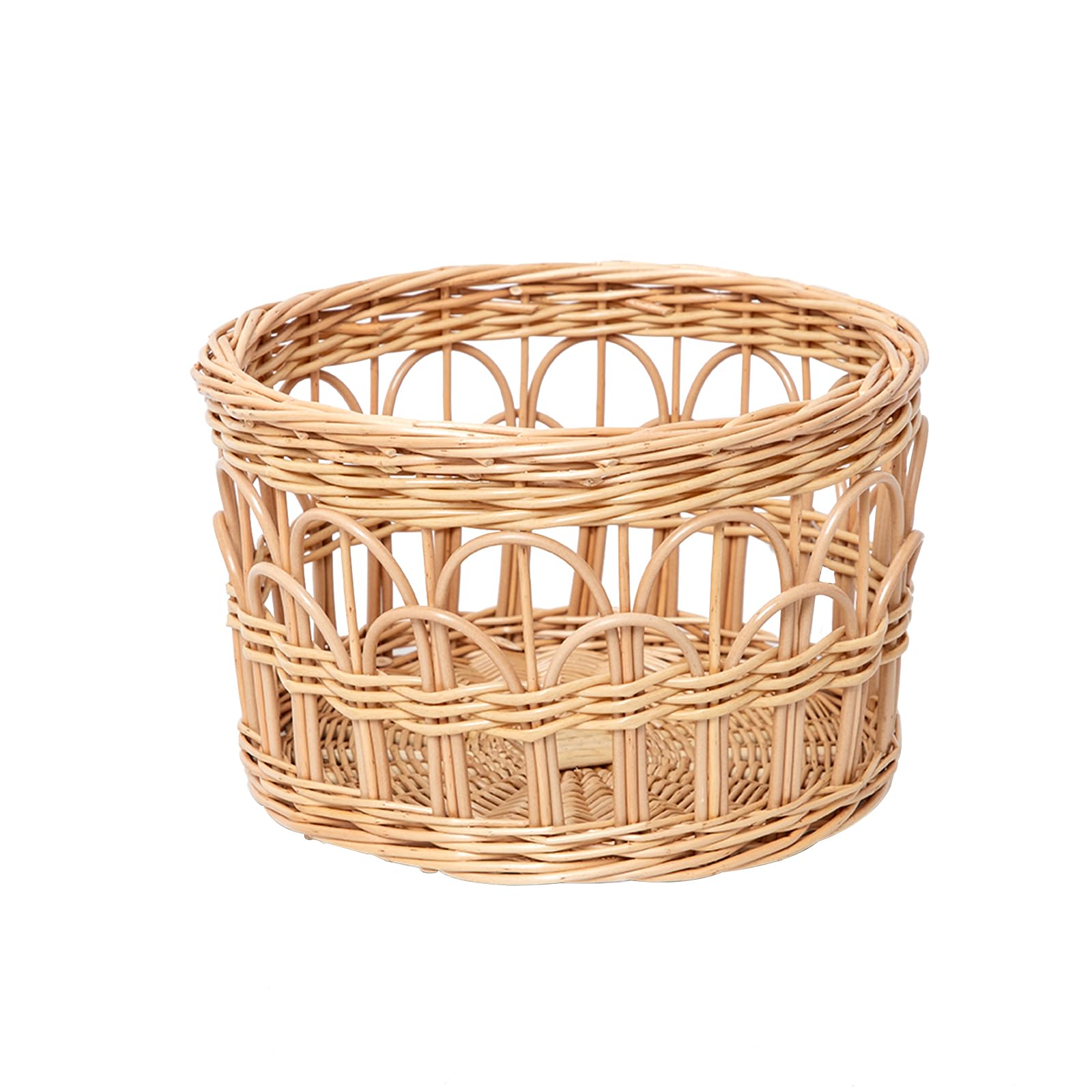 Photo 1 of Round wicker basket, all wicker and hollow PP hollow storage basket, used for sundries storage, two-piece set