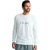 HUK Mens Long Sleeve Cotton Fishing Logo T-Shirt, Soft Comfortable Casual Tee