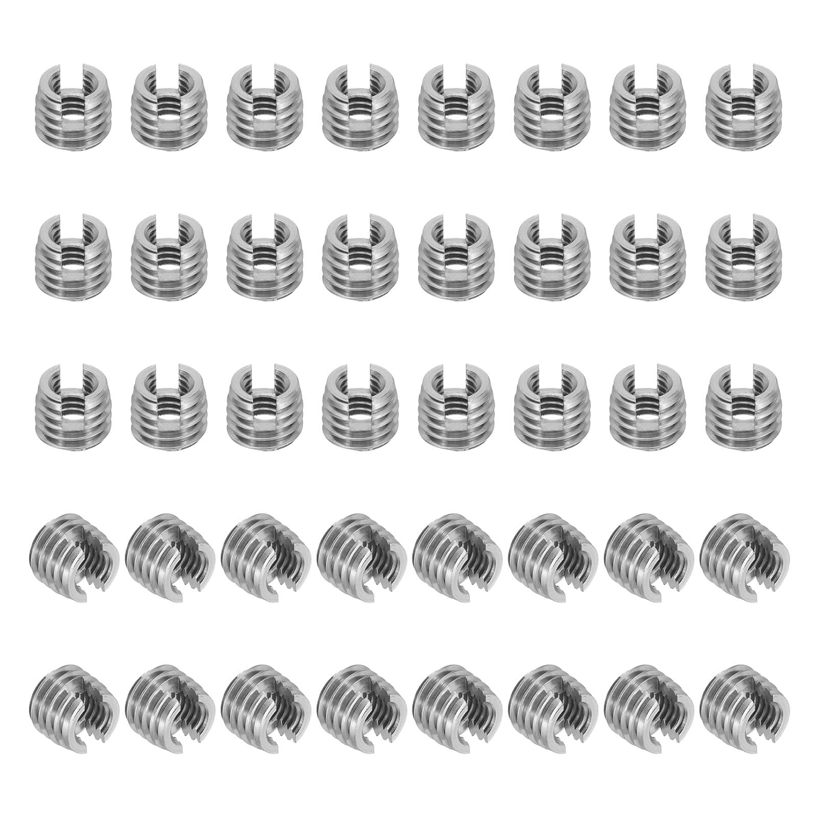 PATIKIL Self-Tapping Threaded Inserts, 40 Pcs M6 x M10 x 8mm 303 Stainless Steel Thread Adapter Reducer Slotted Screw Repair Inserts Nuts Sleeve — image 1