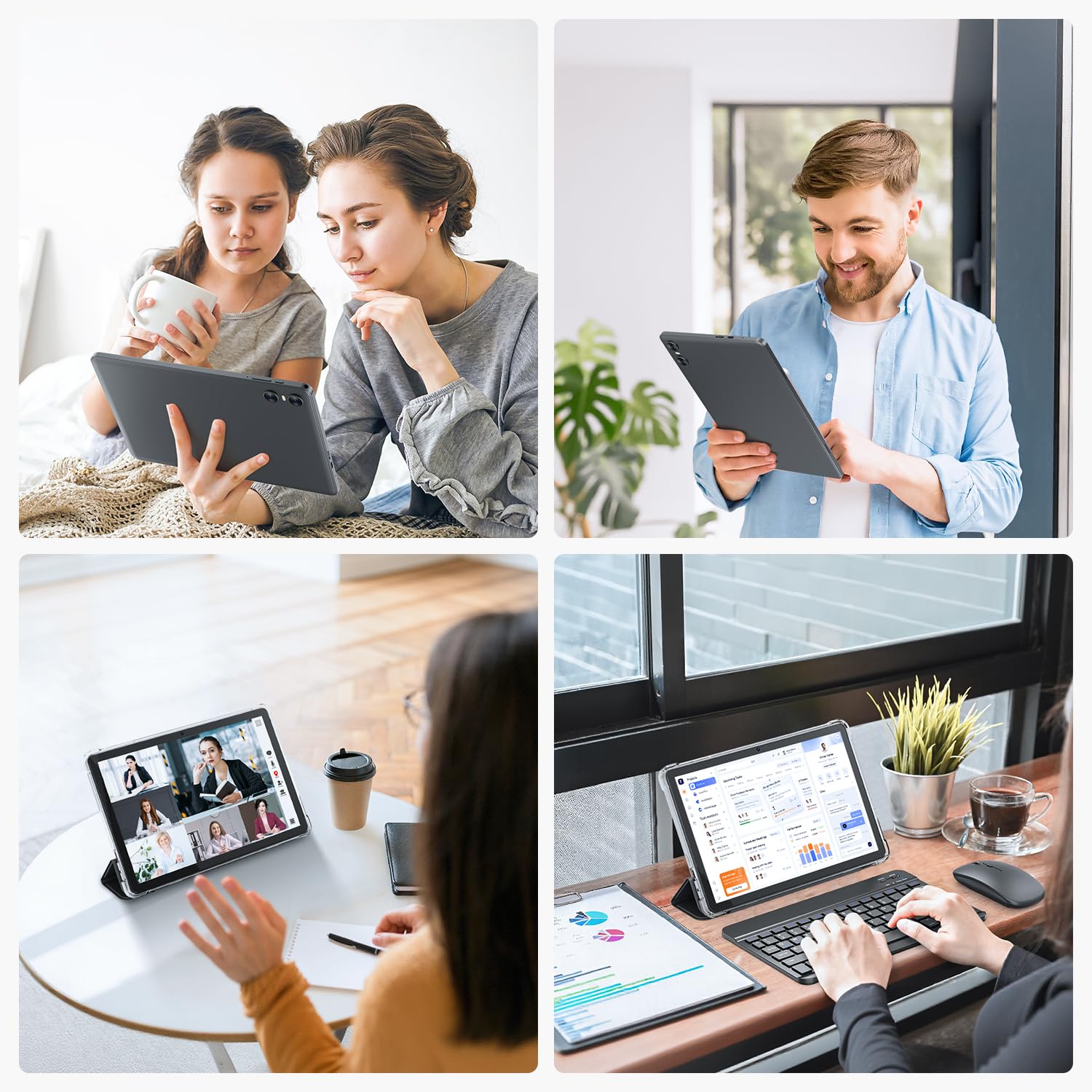 2025 Latest Tablet, 10 Inches, 12GB RAM + 128GB ROM (1TB TF) with Case, Pen, Keyboard and Mouse, Octa-Core, 1280 x 800 HD, 6000 mAh (with NTC), Widevine L1, 8MP + 5MP, 2.4G + 5G WiFi, GPS