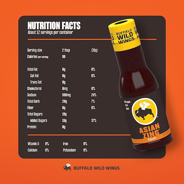 BUFFALO WILD WINGS ASIAN ZING SAUCE, 12 FL. OZ., PERFECT DIPPING SAUCE, CHICKEN MARINADE, STIR FRY SAUCE AND WING SEASONING, DELICIOUS CHILI PEPPER, SOY AND GINGER FLAVORS