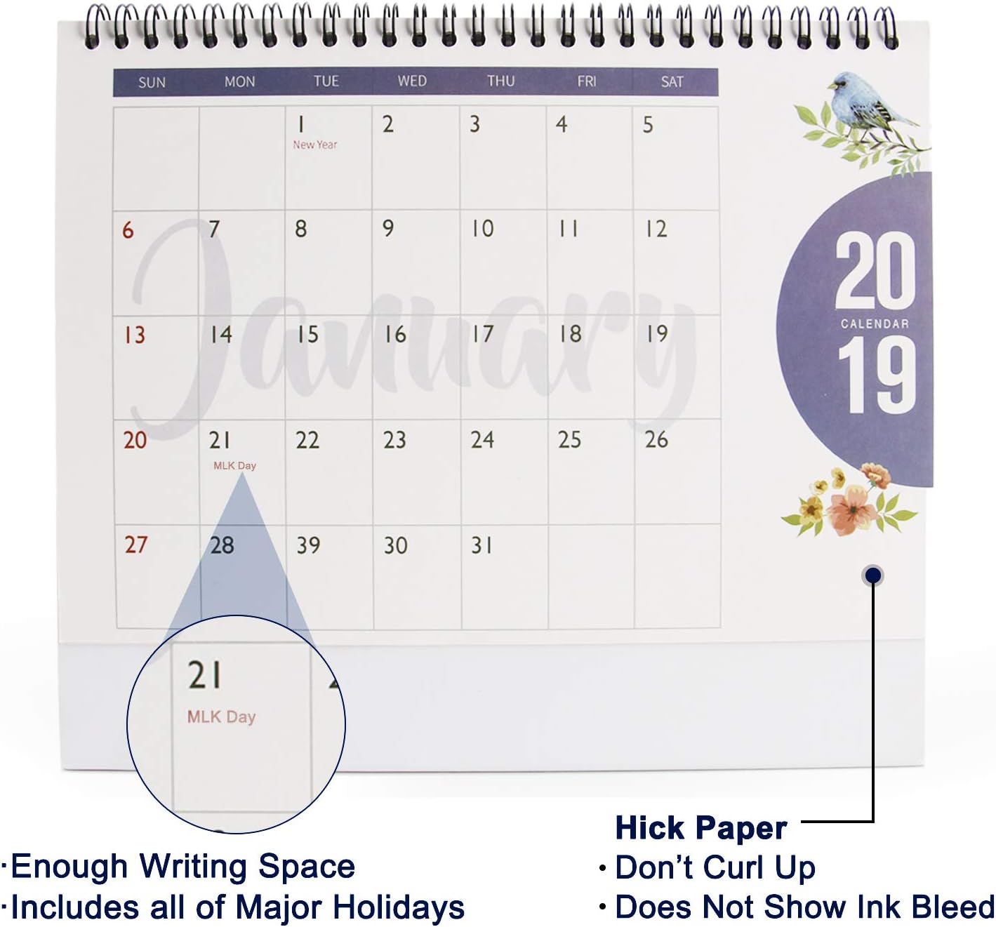 Standing Desk Calendar 2019-2020- ISEYMI Daily Calendar Planner Including Jan.2019 to Feb.2020 Agenda Notepad Best New Year Gift