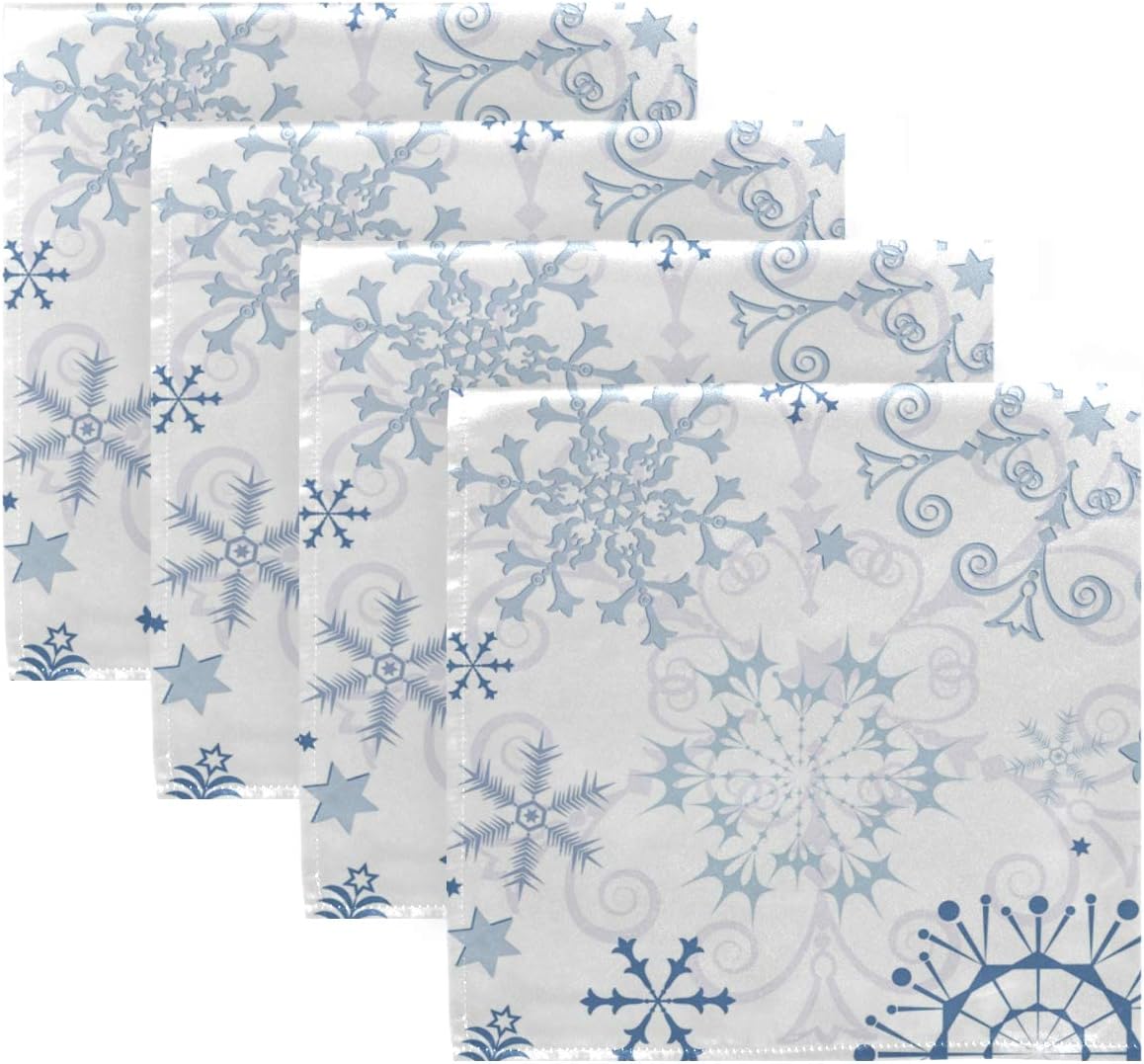 Amazon.com: YYZZH Set of 4 White Blue Pastel Christmas Snowflake Cloth