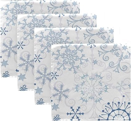 Amazon.com: YYZZH Set of 4 White Blue Pastel Christmas Snowflake Cloth