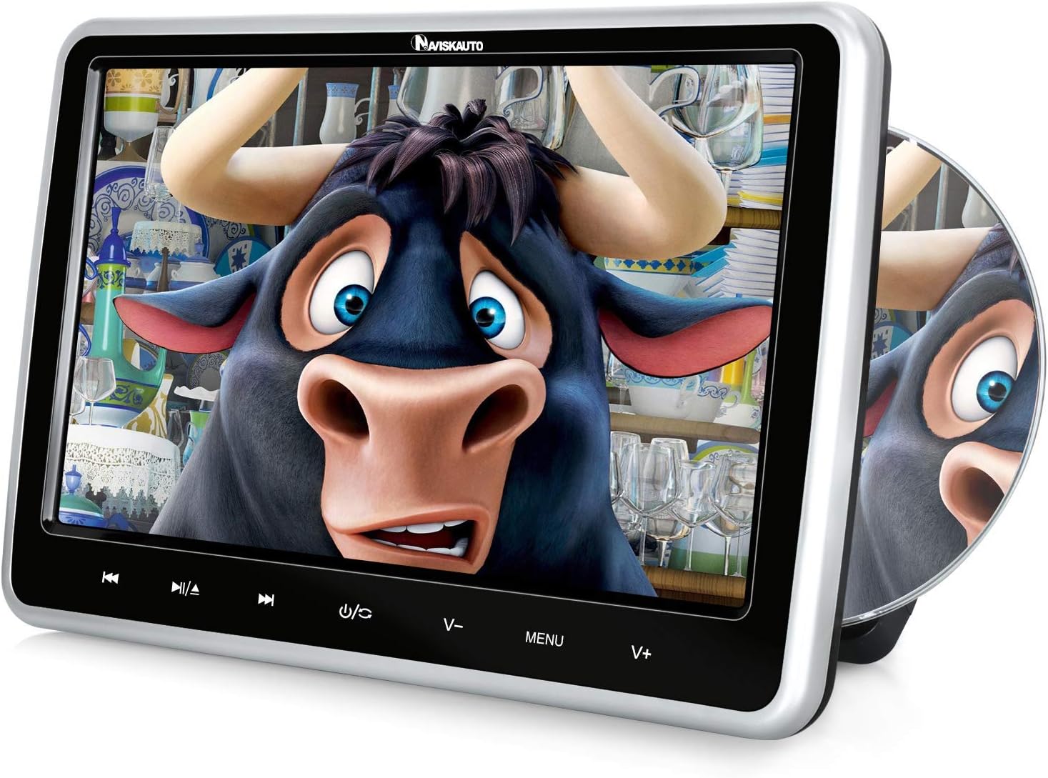 NAVISKAUTO Car DVD Player with Headrest Mount Inhalation Drive Support Sync Screen AV in & Out USB SD Last Memory