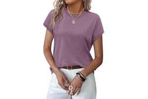 WIHOLL Short Sleeve Sweater for Women Summer Tops Crew Neck Fashion Clothing Tshirts Shirts Travel Outfits Dressy Casual