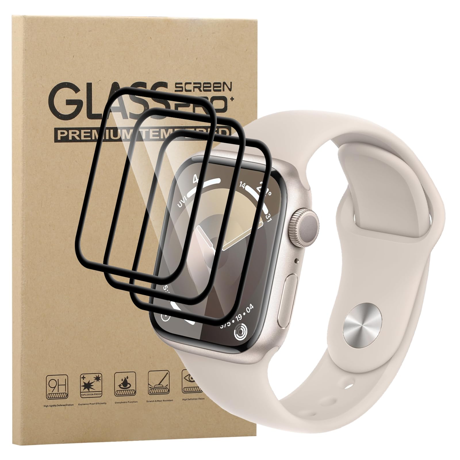 KZIOACSH Screen Protector for Apple Watch Series 9 41mm, 3 Pack Full Coverage 3D Curved Edge Anti-Scratch Protective Film Flexible PET Anti-Fingerprint Bubble Free Transparent Screen Protector Cover