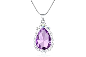 Vinjewelry Sofia Necklace Amulet Teardrop Amethyst Pendant Necklace Sofia Princess Costumes Jewelry for Little Girls