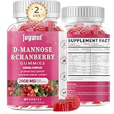 Joywiit D-Mannose Gummies 2000mg with Cranberry 500mg &amp; Hibiscus | D Mannose Chewable Supplements for Women - Liver, Bladder Flush &amp; Urinary Tract Cleanse Health Supplement - 120 Count