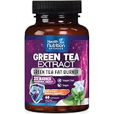 Green Tea Extract Capsules - Standardized 45% EGCG &amp; 98% Polyphenols - 3X Strength Green Tea Herbal Supplement - Natural Daily Energy for Women, Men &amp; Active Adults - Bottled in USA - 60 Capsules