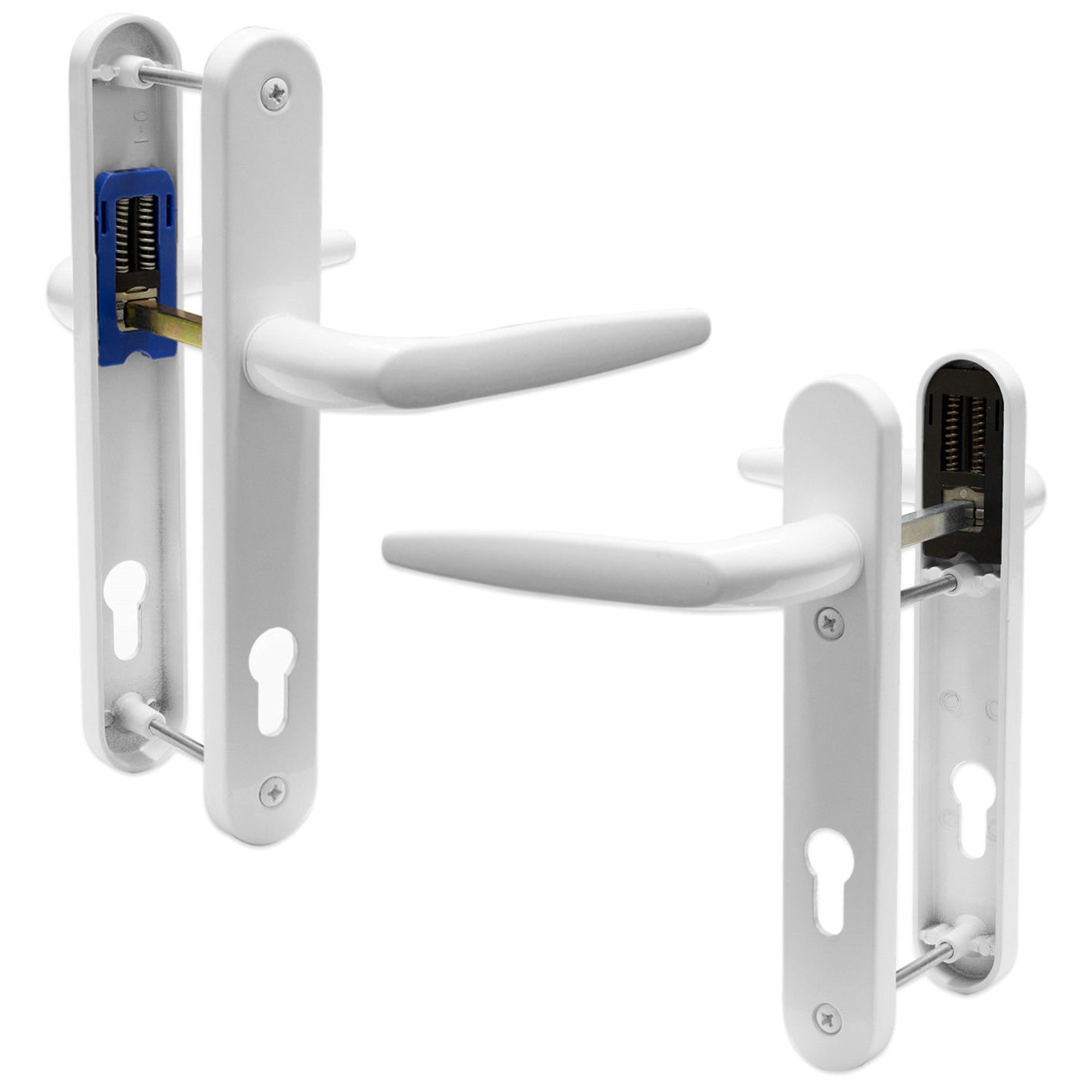 UPVC Door Handle Trojan Sparta 92PZ Sprung Double Glazing Pair Set PVC (White (Short Backplate))