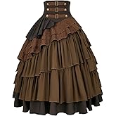 IWQBQ Women's Steampunk Gothic Skirt Pirate High Waisted Layered Ruffle Skirt