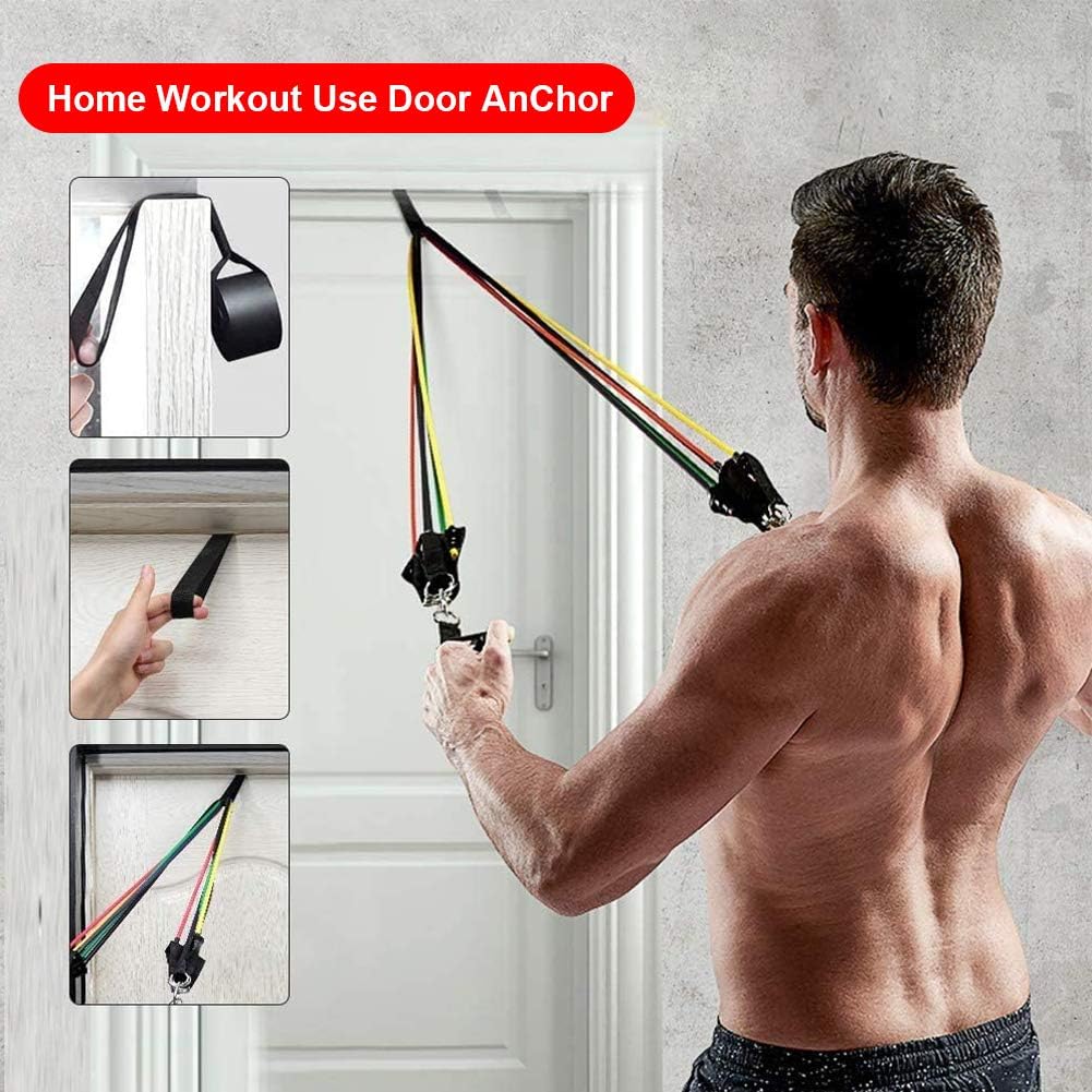 Rommisie 11 Pack Resistance Bands Set, Portable Home Workouts Accessories, Exercise Bands with Door Anchor, Handles, Legs Ankle Straps for Resistance Training, Physical Therapy, Yoga, Pilates : Sports & Outdoors