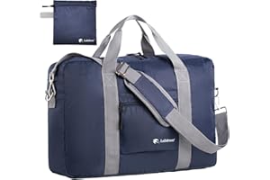LABITREE For Frontier Airlines Personal Item Travel Bag 18 x 14 x 8 Inches, Foldable Under Seat Duffel Bags for Spirit Airplane 14 x 18 x 8 Inches, Minimalist Overnight Bag for Women or Men Air Travel [Blue]