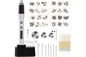 Breeze Touch USB Rechargeable Engraving Pen Engraver, Mini Cordless Rotary Tool w/ 10 Drill Bits, Stencils, Saw & Polish Set, Magnetic Charge, Hand Drill for Jewelry Making, Metal Wood Glass Plastic