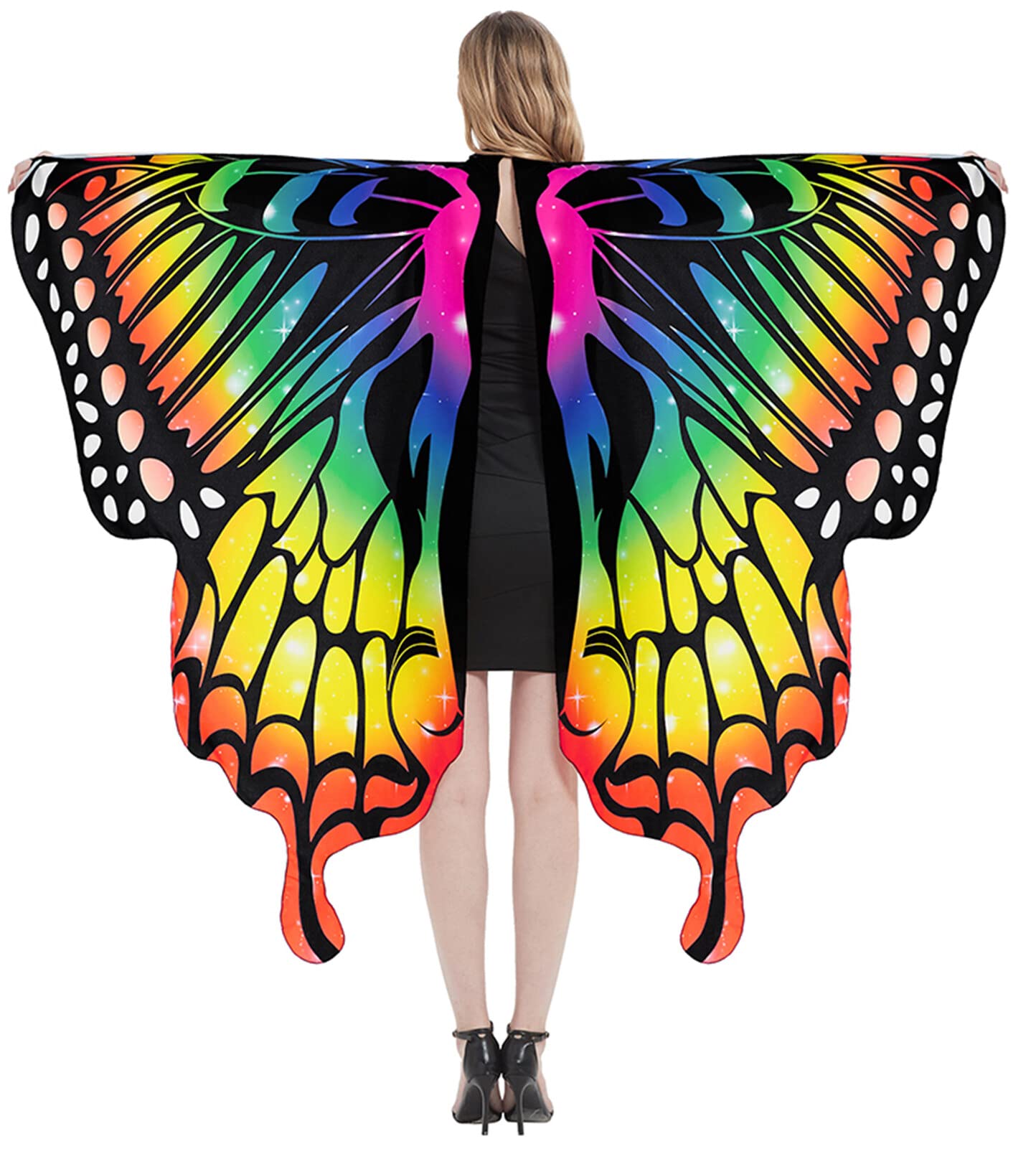 Panegy Fairy Wings for Adults Butterfly Cape Women Belly Dance Butterfly Wings Halloween Christmas Party Accessories Fairy Butterfly Wings Shawl for Women Colour Gradient