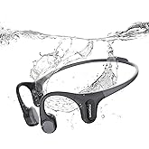 mojawa Run Plus Bone Conduction Headphones, Open-Ear Bluetooth Headphones, 32GB MP3 Player, IP68 Waterproof Swimming Earbuds, Deep Bass, Secure Fit for Running, Gym and Daily Use, Black