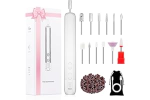 HOXIDA Electric Nail Drill, Professional Manicure Pedicure Kit, Cordless Electric Nail File Set, Rechargeable Pedicure Tools for feet, 3 Speeds Hand Foot Care Nail Drill for Thick Nail Toenail Cuticle-White