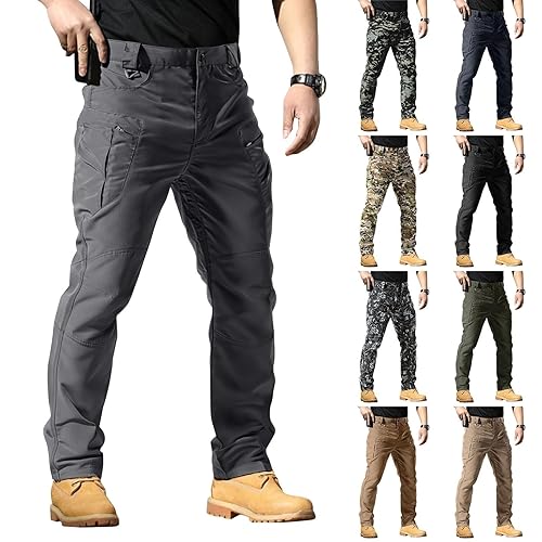 Men's Cargo Trousers Combat Trousers Outdoor Tactical Work Hiking Walking Pants Lightweight Waterproof Camouflage Combat Cargo Trouser Outdoor Military Work Pant with Multi-Pocket