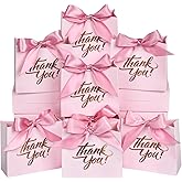 50Pack Small Thank You Gift Bags, 4.5x1.8x3.9 Inch Mini Gift Bags with Ribbon, Baby Shower Favor Bags, Pink Thank You Bags, Party Favor Bags for Candy, Wedding, Bridal Showers, Birthday