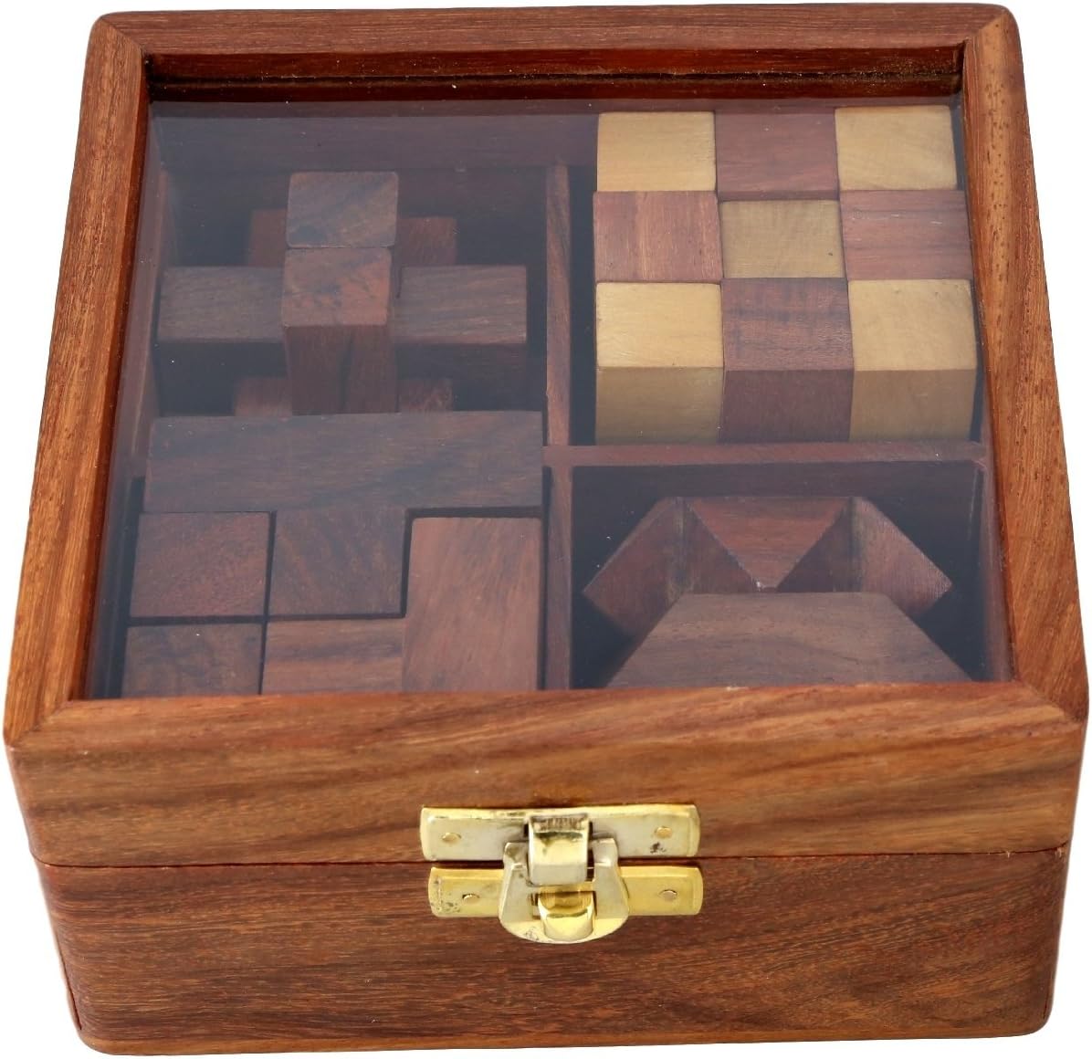 set of three wooden puzzles