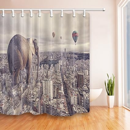 Amazon Com Quancheng Happy Elephant Shower Curtain Waterproof