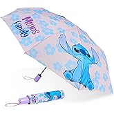 Disney Stitch Automatic Umbrella for Kids Teens Adults, Folding Telescopic Umbrella Lightweight Travel School, Gifts for Kids (Purple Stitch)