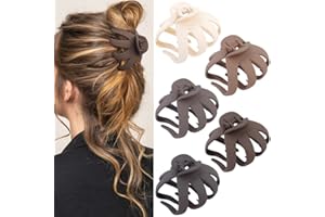 ATODEN Hair Clips Claw Clips for Thick Hair 5Pcs Large Hair Clips 3.15'' Big Octopus Hair Clip Long Thick Medium Hair Neutral Jumbo Jaw Clips Hair Accessories for Women Girls