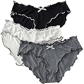 Verdusa Women's 4pack Frill Trim Satin Underwear Briefs Panty Set