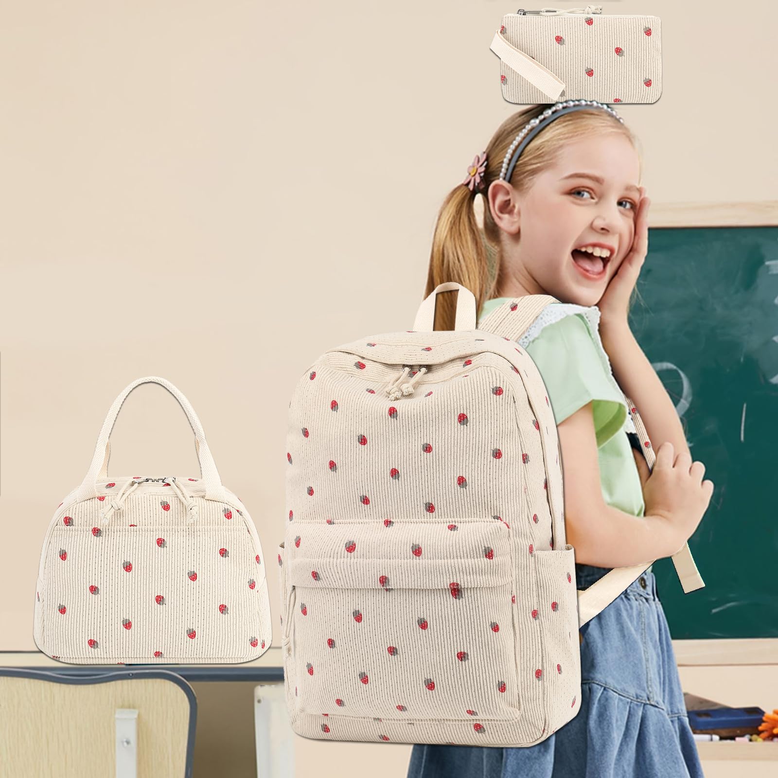 Bluboon School Backpack Teens Girls Boys Kids School Book Bags with Lunch Box Pencil Bag